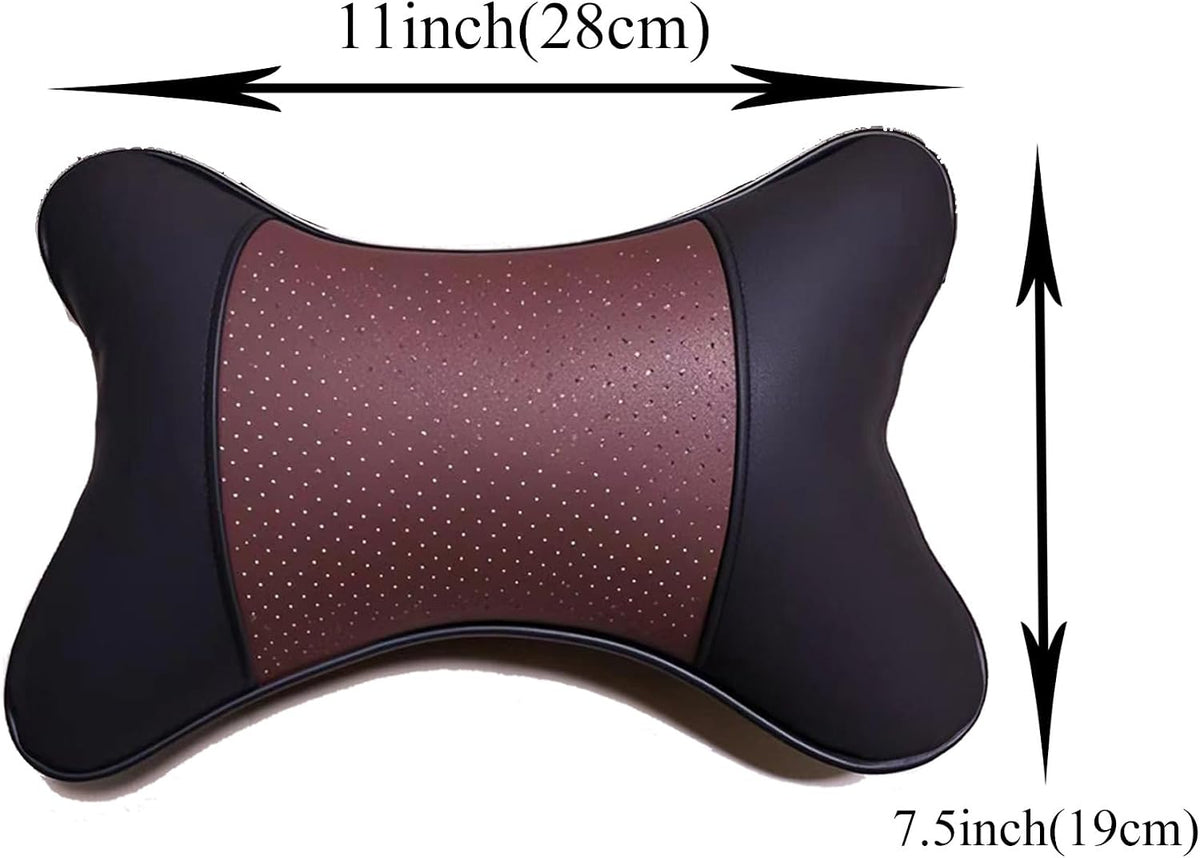 2 Packs Car Neck Pillows, Dual-Side PU Leather Car Headrest with Fiber Filling, Universal Soft Neck Support Pillow for Car, Home & Office (Black)