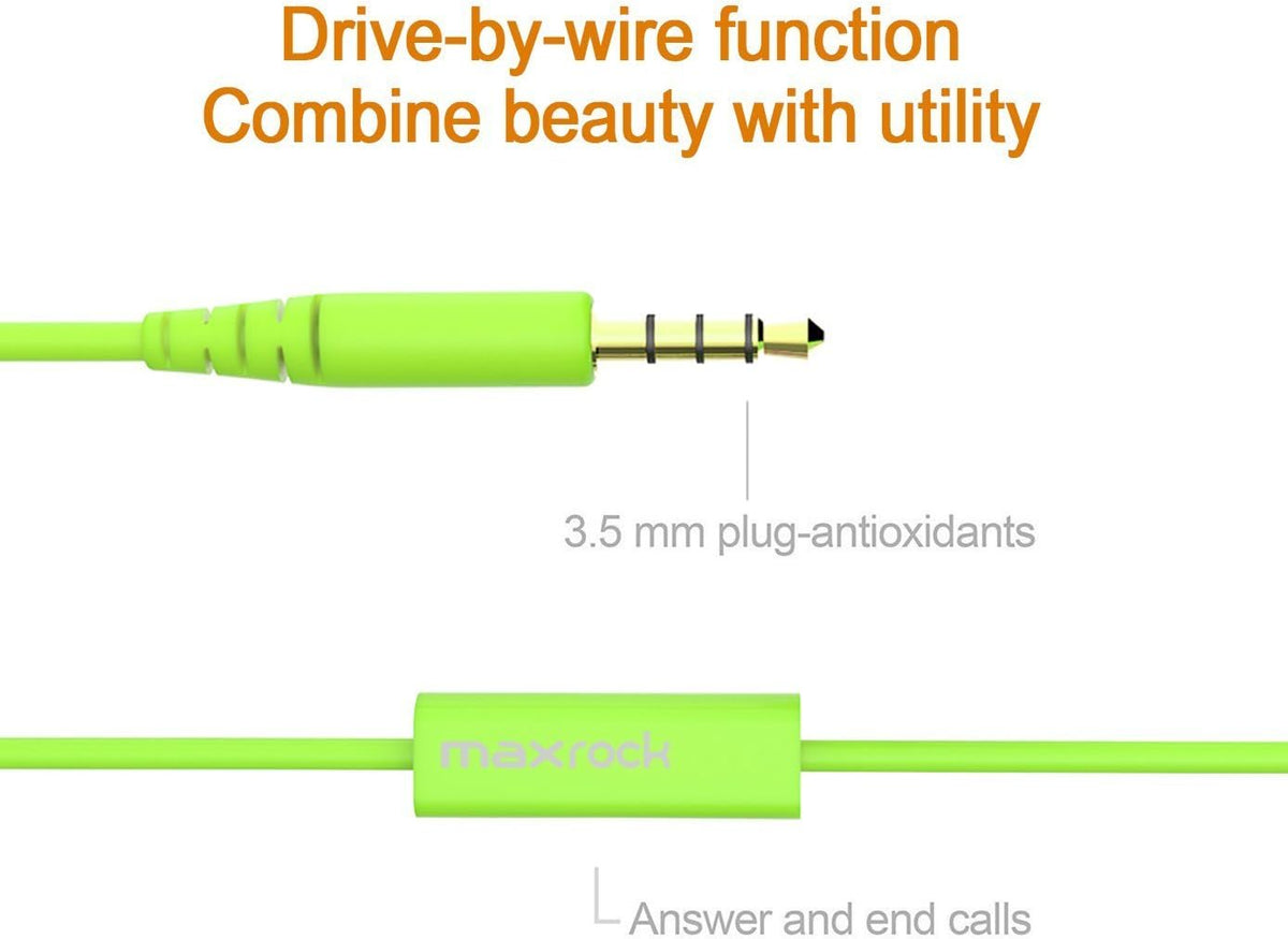 MAXROCK Wired Sleep Earphones Soft Sleep Earbuds Total Silicon Sleeping Headphones with in-line Mic for Cellphones, Mp3, Tablet pocasts 3.5mm, Green