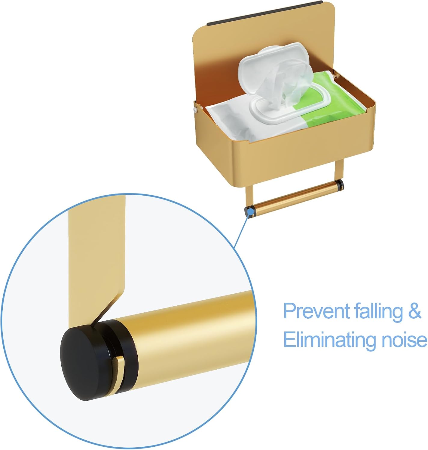 JUYSON Toilet Paper Holder with Shelf, Flushable Wipes Dispenser Fits for Bathroom Wipe Storage, Keep Your Wipes Hidden Out of Sight - SUS304 Stainless Steel Wall Mount Organizer (Matte Black)