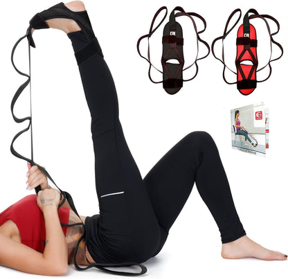 Foot and Calf Fascia Stretcher for Plantar Fasciitis, Physiotherapy Stretching Strap, Yoga Stretch Strap Improves Strength and Relief to Heel Spurs, Calf, Thigh and Hip (Red)