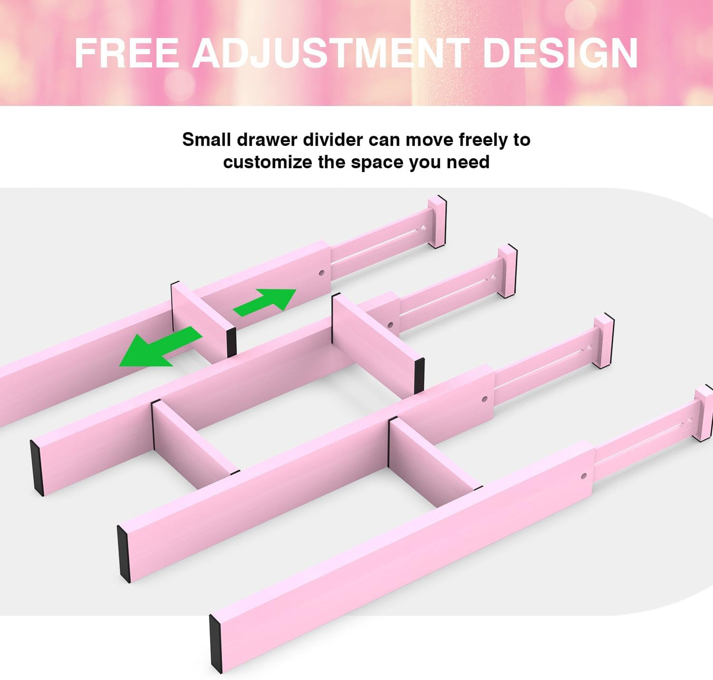 Bamboo Drawer Dividers Organizers, Drawer Separators Splitter,17-22 inches Long Adjustable Spring-loaded Organizer for Large Utensil, Clothes, Tools Drawers(yellow)