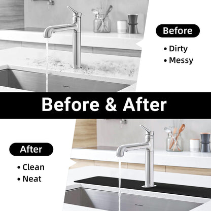 LOPNUR Cuttable Faucet Mat for Kitchen Sink, Extra Long 29 Inch, Black | Super Absorbent & Fast Dry Diatomite Sink Splash Guard, 0.8-2.4 Inch Adjustable Faucet Hole, Cut to Fit Bathroom & RV Sinks