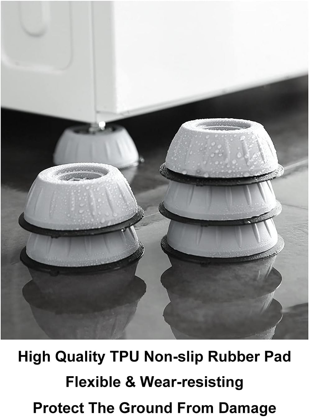 SUJAYU Anti Vibration Pads, 4 Pcs Washing Machine Antivibration Pads Washing Machine Feet, Anti Vibration Pads for Washing Machine, Anti Vibration Washing Machine Support, Dryer Shock Absorber Pads