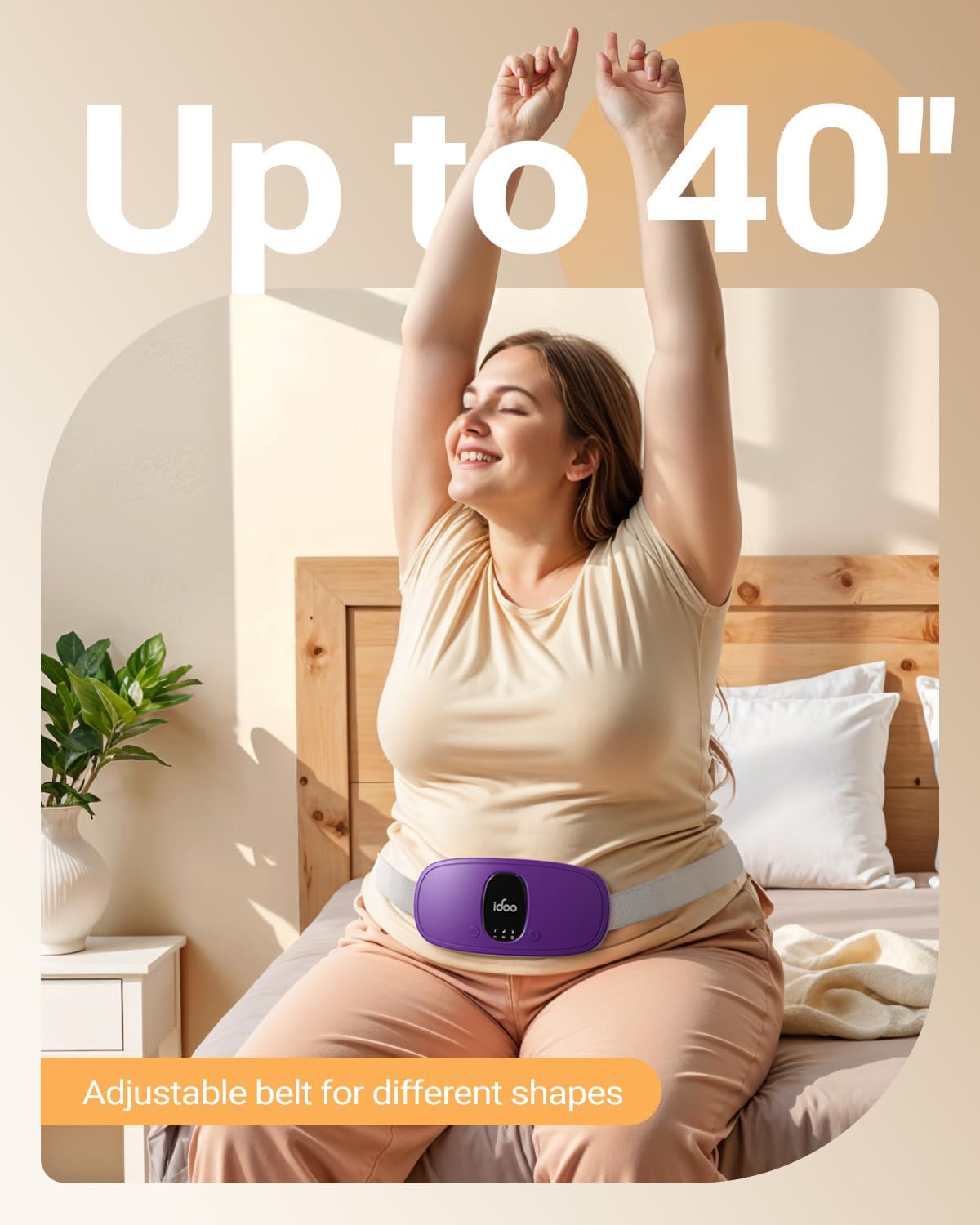 iDOO Portable Heating Pad for Period Cramps, FSA Eligible Item, Gifts for Women Girlfriend Mom Wife, Back Belly Heat Pad for Menstrual Pain Relief, with 3 Heat Levels 3 Massage | Back & Belly Wrap for Menstrual Cramps, 3 Heat Levels 3 Massage, FSA