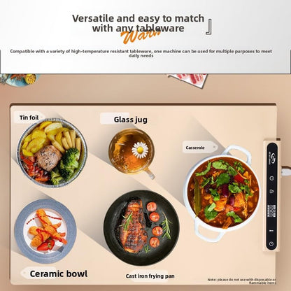 Food Warming Tray - Fast Heating Silicone Food Warming Mat with 4 Level Temperature, Raised Foot to Protect The Table, Rolled up Buffet Hot Plate, Portable Food Warmer for Gatherings Home Travel