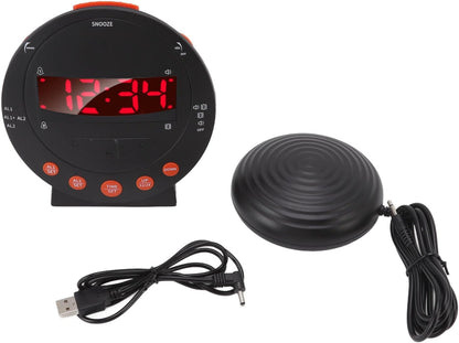 Extra Loud Vibrating Alarm Clock with Bed Shaker, 110 Decibels Red Flashing Light Clock for Heavy Sleepers and Hearing Impaired