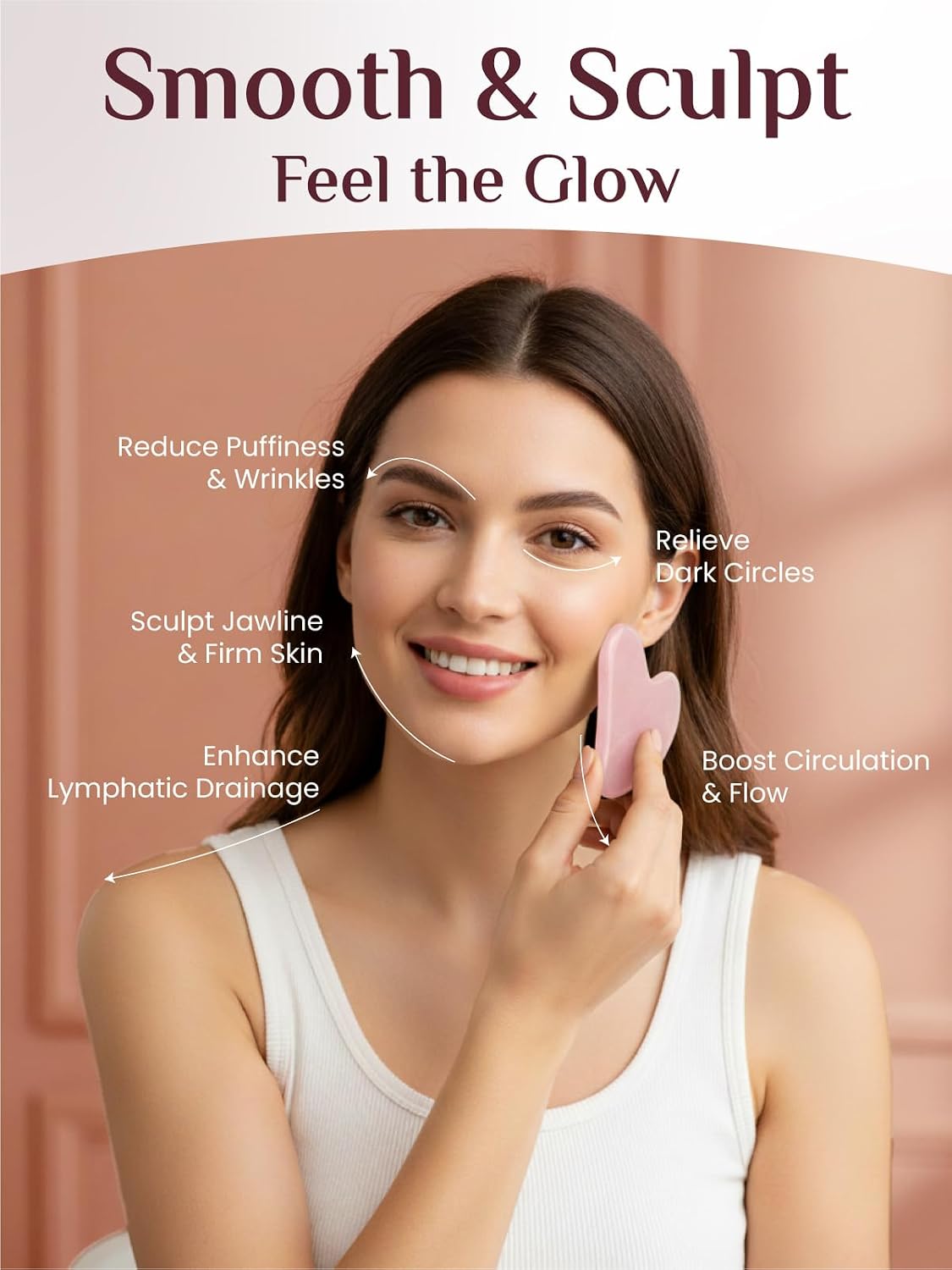 Rena Chris Gua Sha Facial Tools, Stainless Steel Guasha Tool for Acupuncture, Manual Massage Tool for Jawline Sculpting and Puffiness Reducing, Gua Sha Facial Massage Tool, Skin-Care Gift (Silver) | Face Massage Tool for Jawline Sculpting, Puffiness