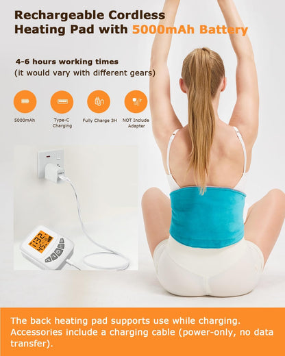Cordless Leg Massager for Circulation and Pain Relief - 5000mAh Portable Heating Pad for Leg and Calf with 3-Level Vibration Massage, 104-140℉ Adjustable Temperature & 30/45/60 Min Timer