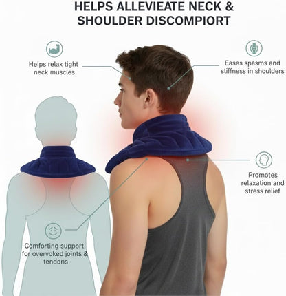Herbal Concepts Neck Heating Pad & Shoulder Wrap | Microwave Heating Pad with 12 Herbs Aromatherapy| Cordless Heating pad, Blue