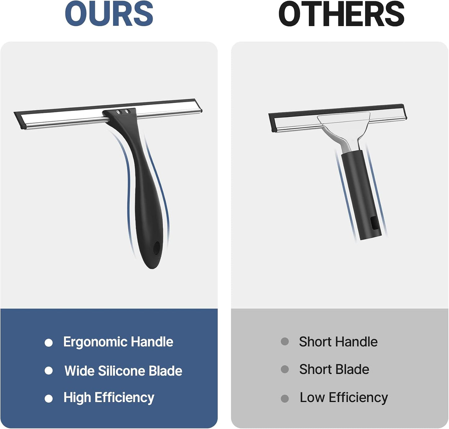 AmazerBath Squeegee for Shower Glass Door, All-Purpose Squeegee with Hook for Shower Doors, Windows, Mirrors, Tiles and Car Glass, 10 Inches