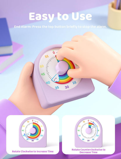 LIORQUE Visual Timer for Kids with Pause Function,Timer for Kids and Adults, Protective Case, Silent Time Management Tool, 60-Minute Countdown for Classroom, Office, Meetings, Study, Kitchen(Blue)