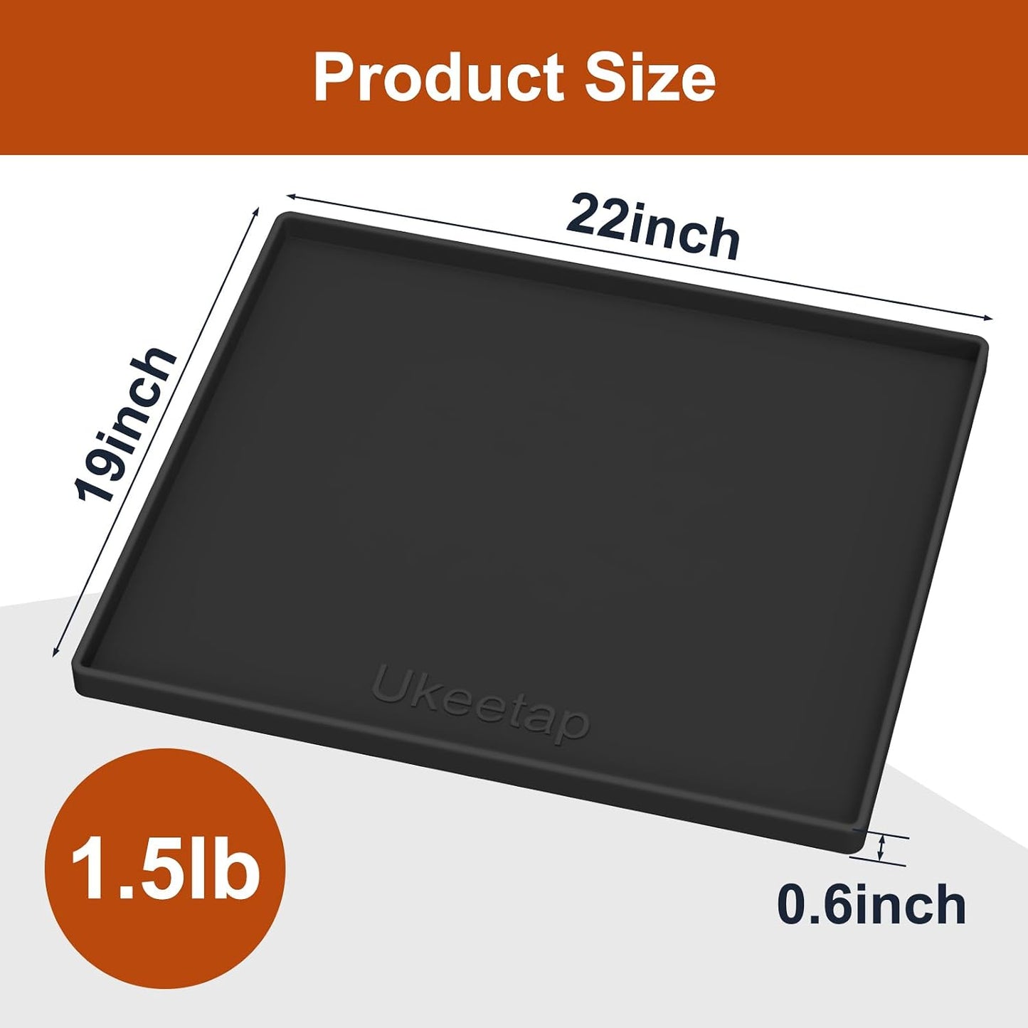 34" x 22" Extra Thick Silicone Mat Waterproof with Raised Edge, | Under Sink Mat for Kitchen & Bathroom, Kitchen Cabinet Liner, Multi-Purpose for Storage & Protection