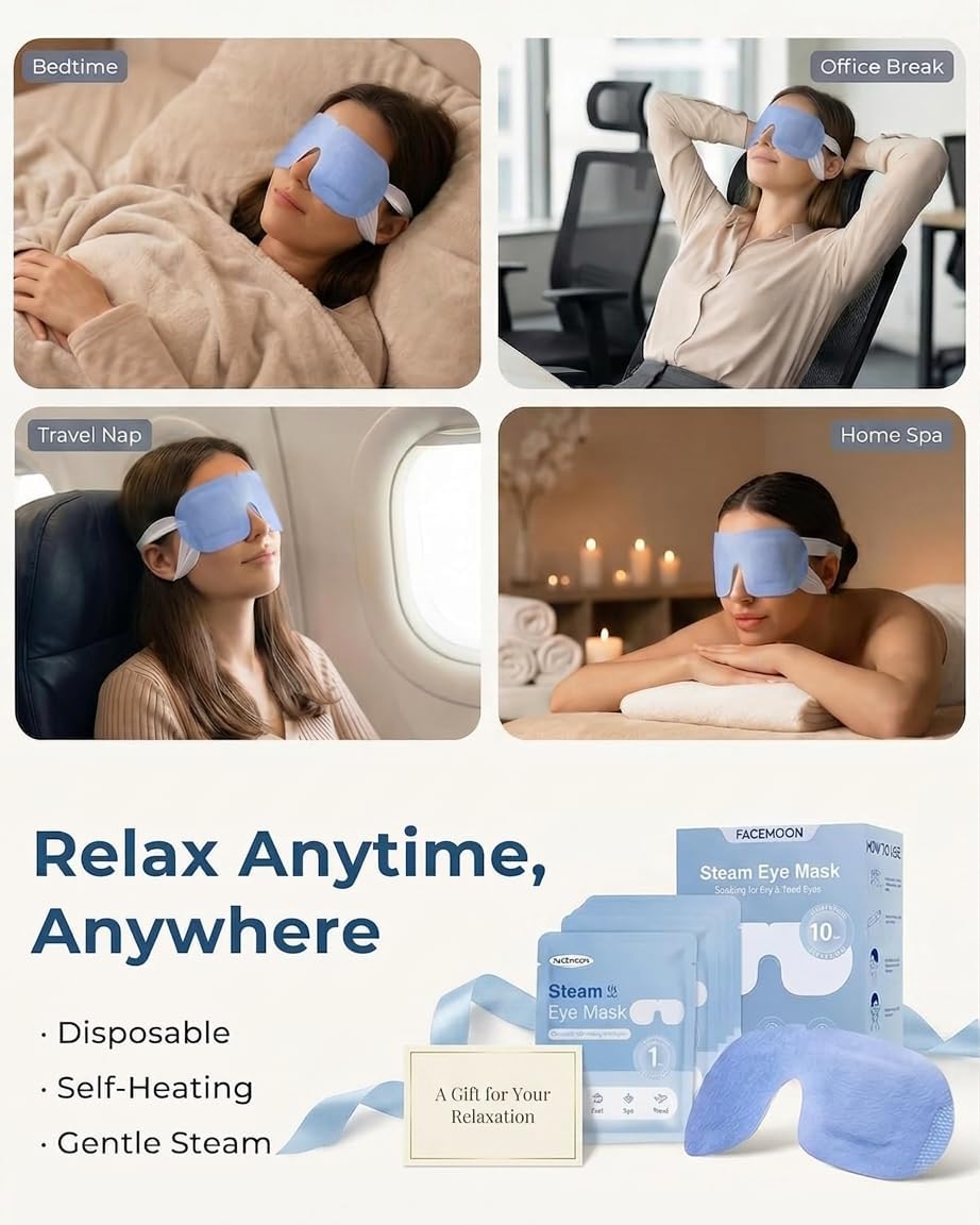 16 Pack Steam Eye Masks for Dry Eyes, Disposable Self-Heating Warm Compress