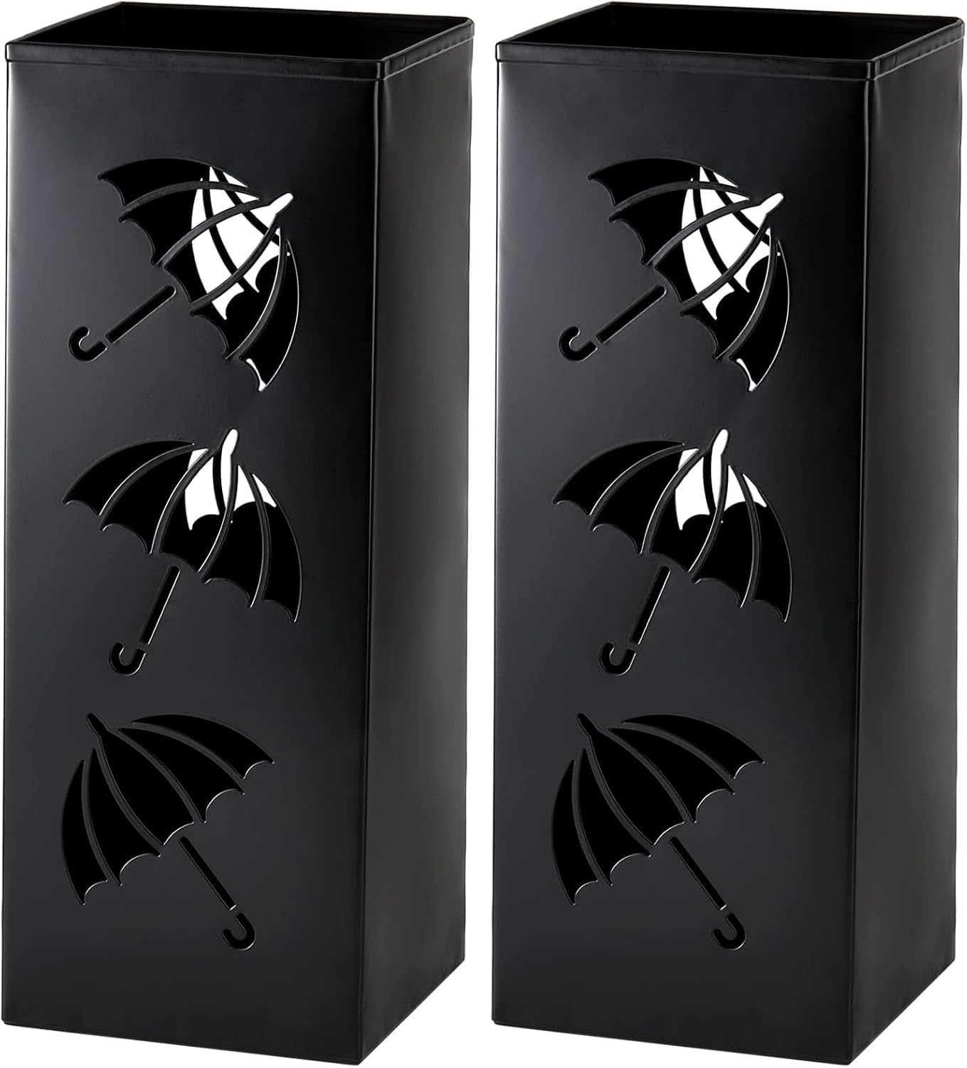 Okllen Metal Umbrella Holder, Square Umbrella Stand Rack for Entryway, 6.3" x 6.3" x 16.5", Black