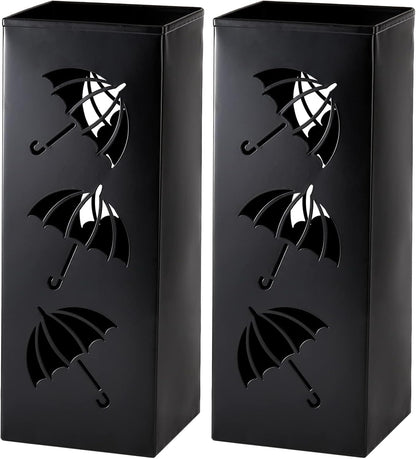 Okllen Metal Umbrella Holder, Square Umbrella Stand Rack for Entryway, 6.3" x 6.3" x 16.5", Black
