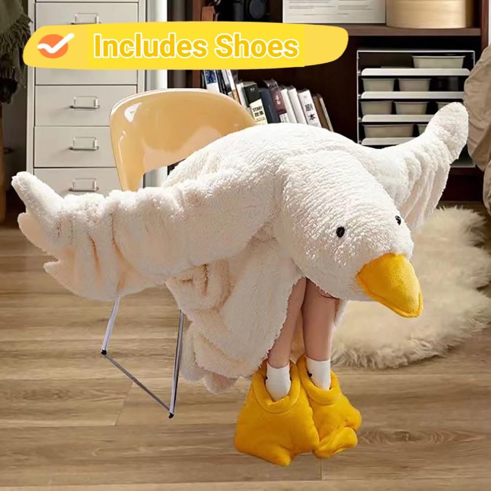 Oversized Wearable Goose Blanket Hoodie Onesie with Shoes Adult & Kid