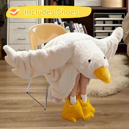 Oversized Wearable Goose Blanket Hoodie Onesie with Shoes Adult & Kid