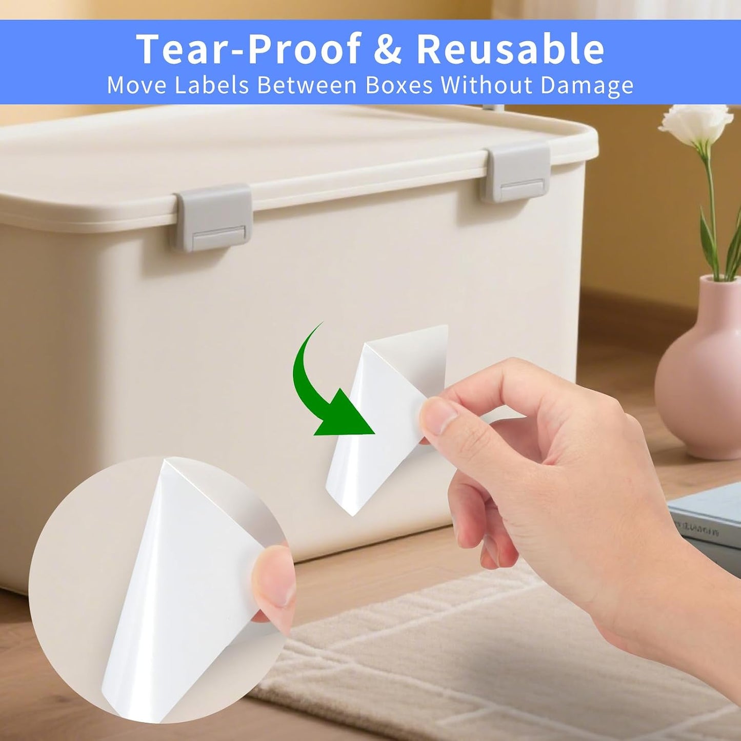 250pcs 3.5 x 2.25 Inch Blank Name Tag Stickers Removable Freezer Labels | Easy Peel Off, Tear Resistant, No Residue, Write On Moving Labels for Classroom Storage Bins Jars Food Containers Box