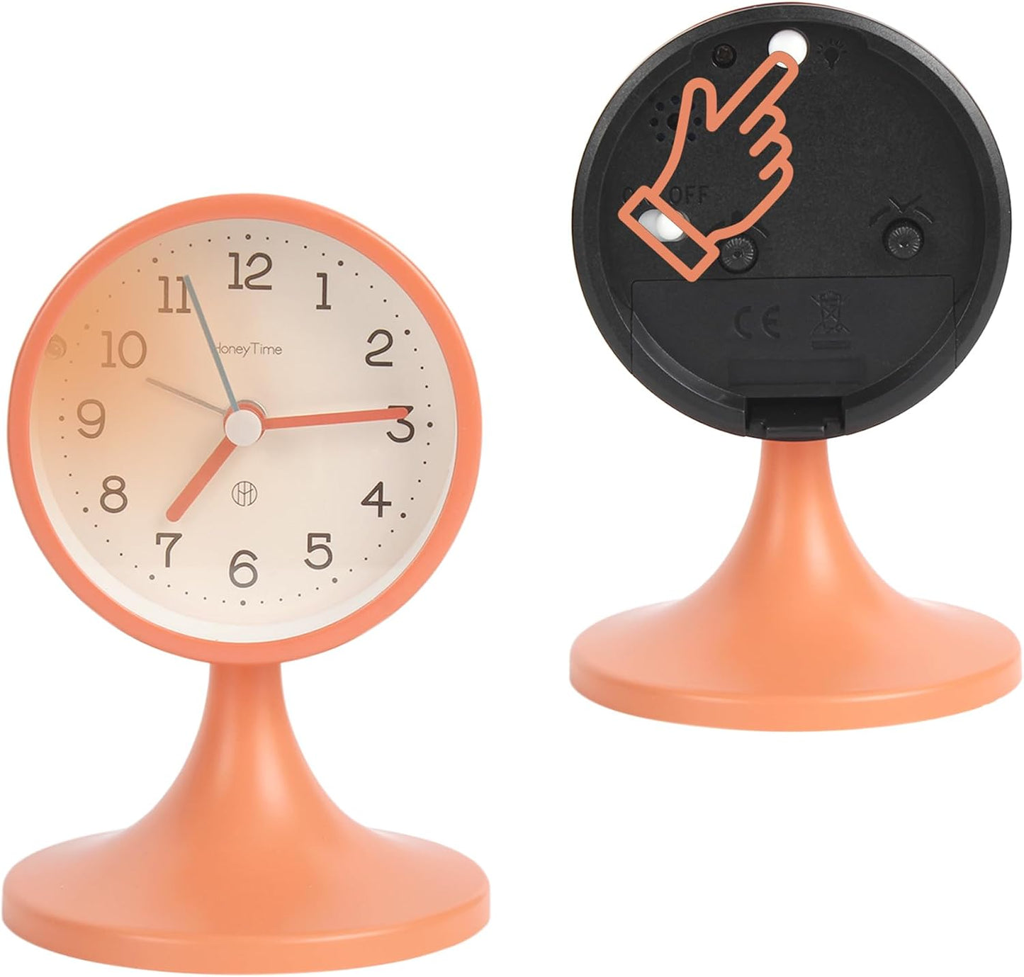 3" Round Quartz Analog Metal Alarm Clock Silent Non Ticking Desk Clock