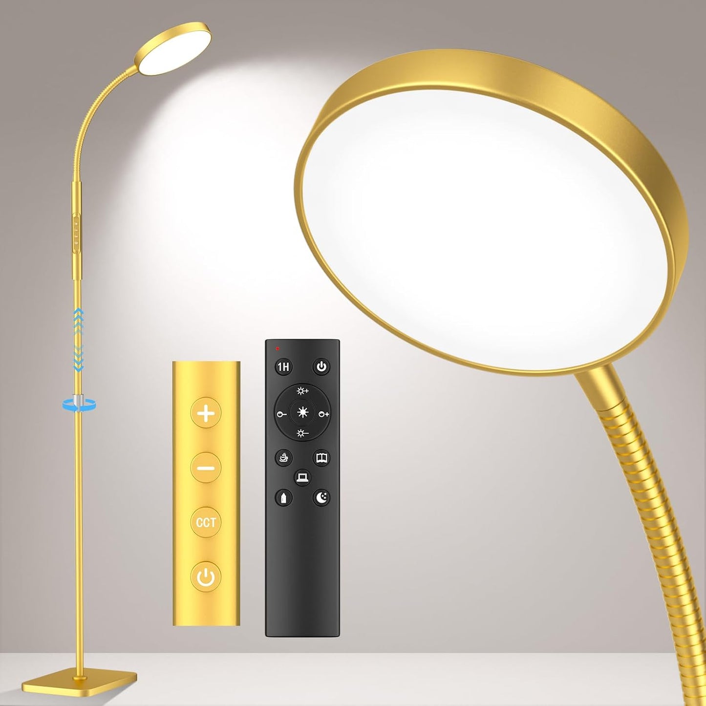 PACOVY Floor Lamp, Adjustable Height Floor Lamps for Living Room Bedroom, 120 LED Super Bright Standing Lamp Remote & Touch Control Dimmable Gooseneck Tall Stand Reading Lamp for Office Craft, Black
