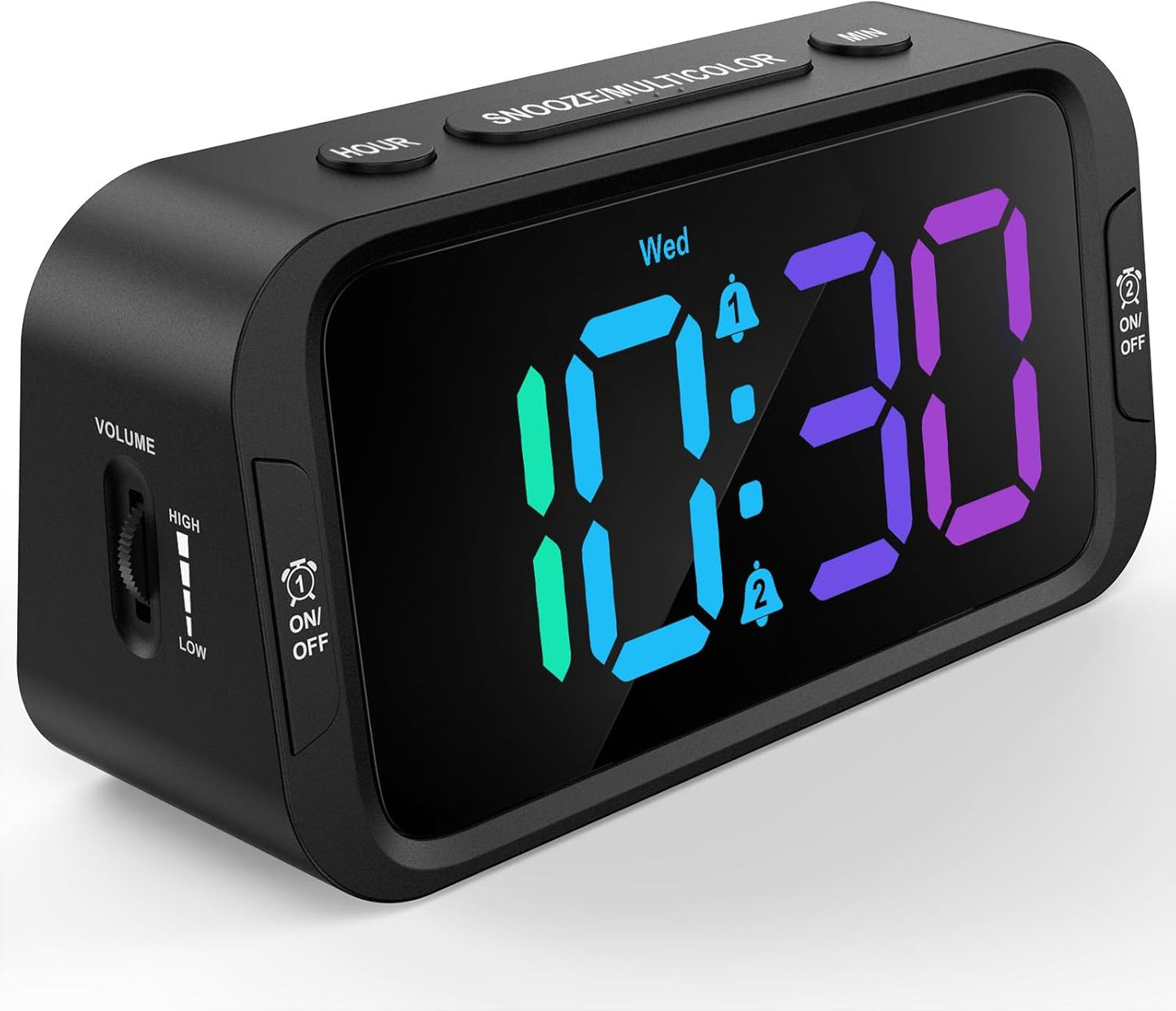 Odokee Digital Dual Alarm Clock for Bedroom with 0-100% Dimmable Display | Easy to Set Alarm Clock with Weekday/Weekend Mode - Loud Alarm for Heavy Sleepers with 5 Sounds Adjustable Volume - Blue