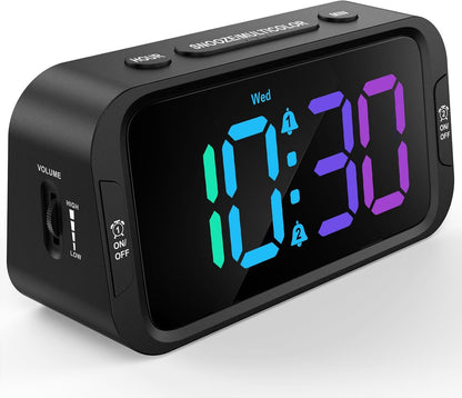 Odokee Digital Dual Alarm Clock for Bedroom with 0-100% Dimmable Display | Easy to Set Alarm Clock with Weekday/Weekend Mode - Loud Alarm for Heavy Sleepers with 5 Sounds Adjustable Volume - Blue