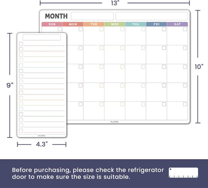 ALEZEL Magnetic Dry Erase Refrigerator Calendar Set | Dry Erase Fridge Calendar Set, Includes Magnetic Monthly & Weekly Planner with List White Board, 4 Markers + Eraser