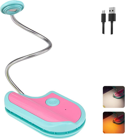 BIGMONAT Rechargeable Reading Light for Kids,Small Amber Book Reading Lights,Multi Colors Portable LED Reading Lamp with 360° Rotary Light Neck,Wireless Clip Reading Lighting for Books (Green)