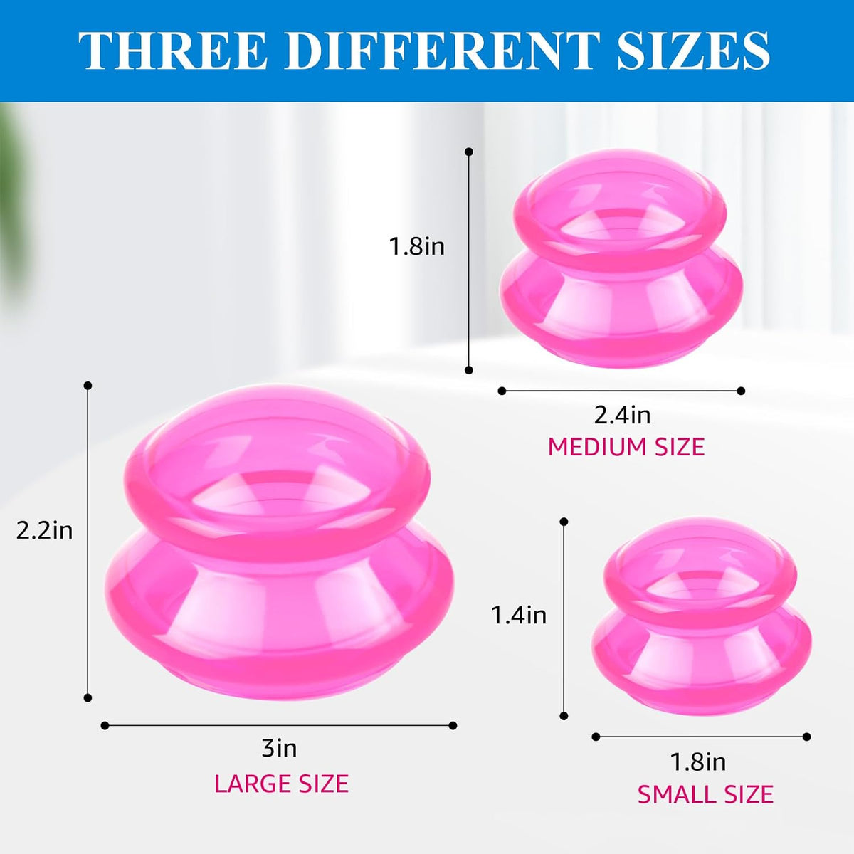 Silicone Cupping Therapy Sets (Set of 3), Cupping Kit for Massage Therapy