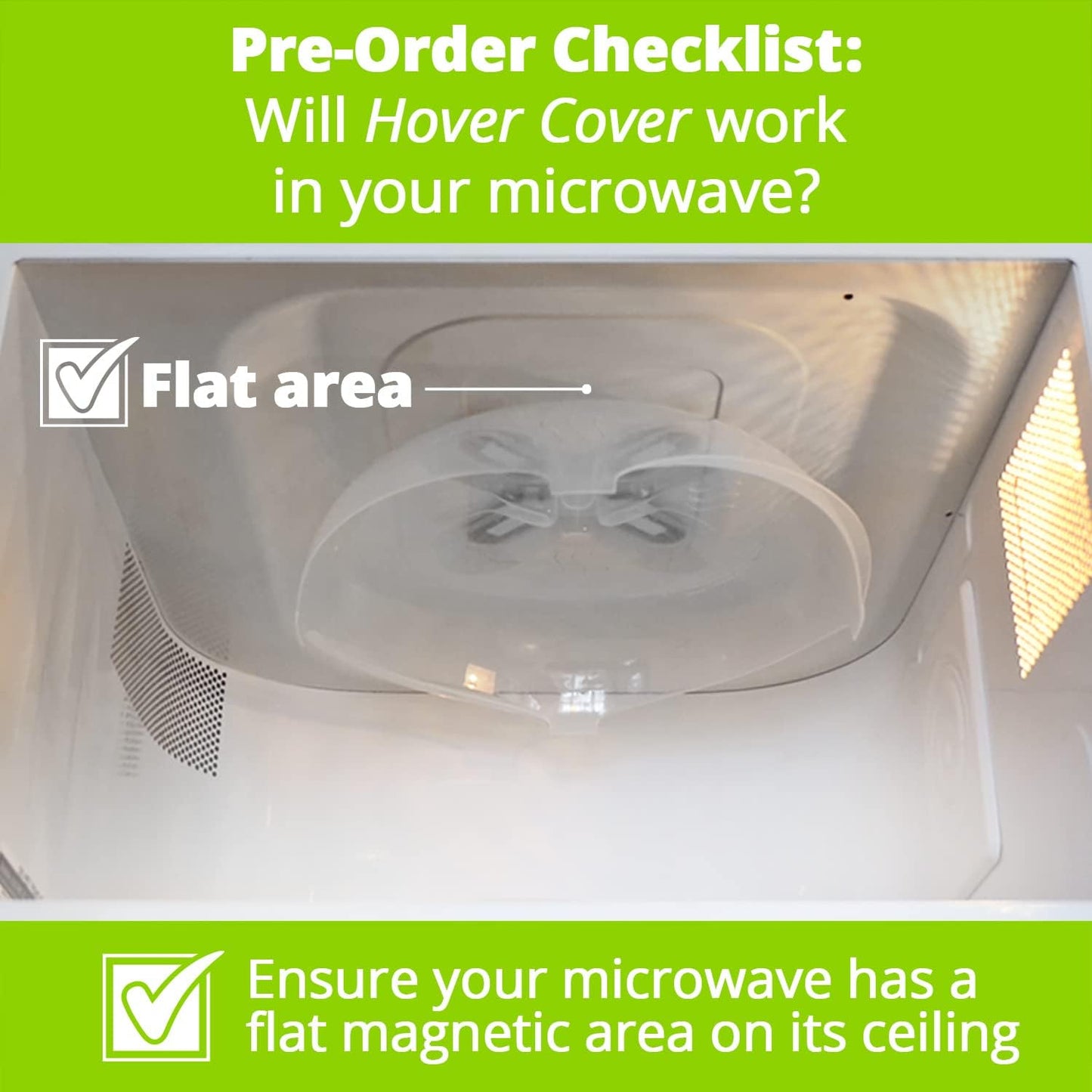 HOVER COVER Magnetic Microwave Splatter Cover for Food - 12-Inch - Gray | BPA-Free Lid, Vented Plate Guard with Steam Vents, Anti-Splash Microwave Lid, Dishwasher Safe, Space-Saving Magnetic Storage