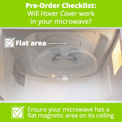 HOVER COVER Magnetic Microwave Splatter Cover for Food - 12-Inch - Gray | BPA-Free Lid, Vented Plate Guard with Steam Vents, Anti-Splash Microwave Lid, Dishwasher Safe, Space-Saving Magnetic Storage