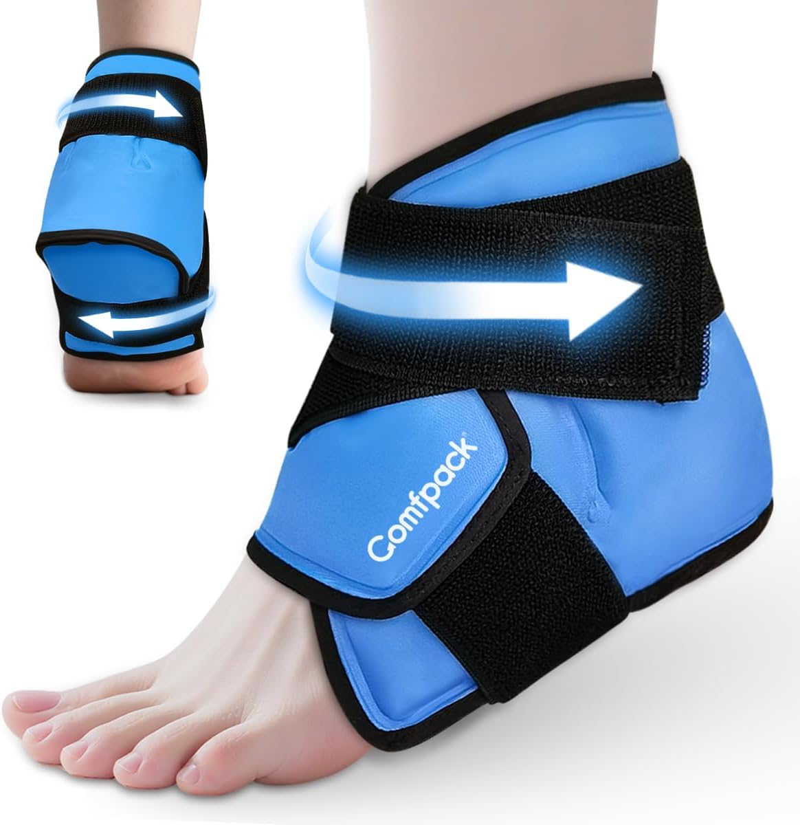 Comfpack Heel Ice Pack Wrap for Plantar Fasciitis Relief, Ankle Ice Pack | FSA Eligible, Ice Pack for Injures Reusable, Gel Cold Pack Warp for Achilles Tendonitis, Swelling, Ankle Sprain, Heel Pain