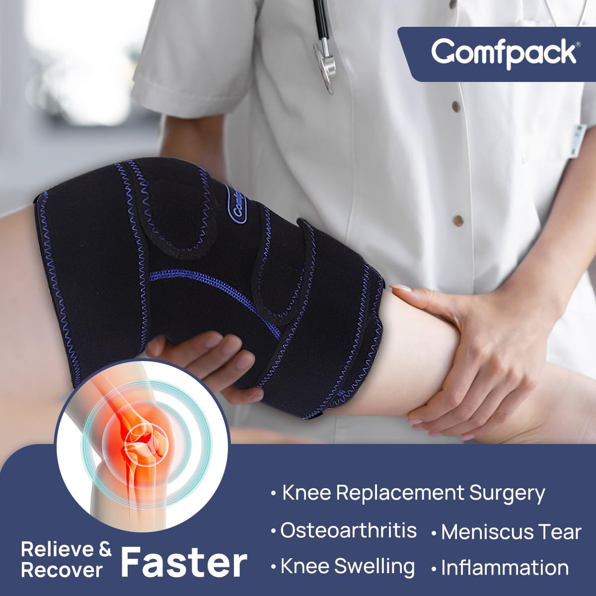 Compression Ankle Ice Pack Wrap for Foot Pain Relief | Ankle Support Brace with 2 Hot Cold Packs for Injuries, Plantar Fasciitis, Sprain & Fracture, Achilles Tendonitis, Surgery