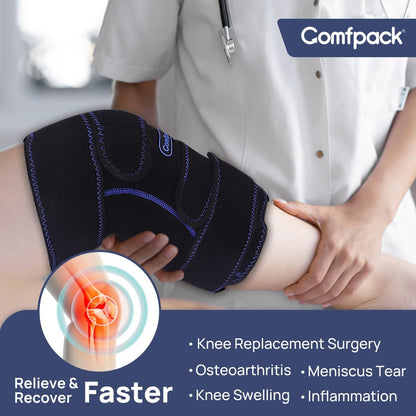 Compression Ankle Ice Pack Wrap for Foot Pain Relief | Ankle Support Brace with 2 Hot Cold Packs for Injuries, Plantar Fasciitis, Sprain & Fracture, Achilles Tendonitis, Surgery