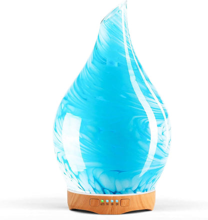 Porseme Essential Oil Diffuser 280ml Handmade Glass Diffuser 7H Runtime | Elegant Handmade Glass Aroma Diffuser with 7-color LEDs, Quiet Aromatherapy and Safe Auto Shut-off, Perfect for Gifts