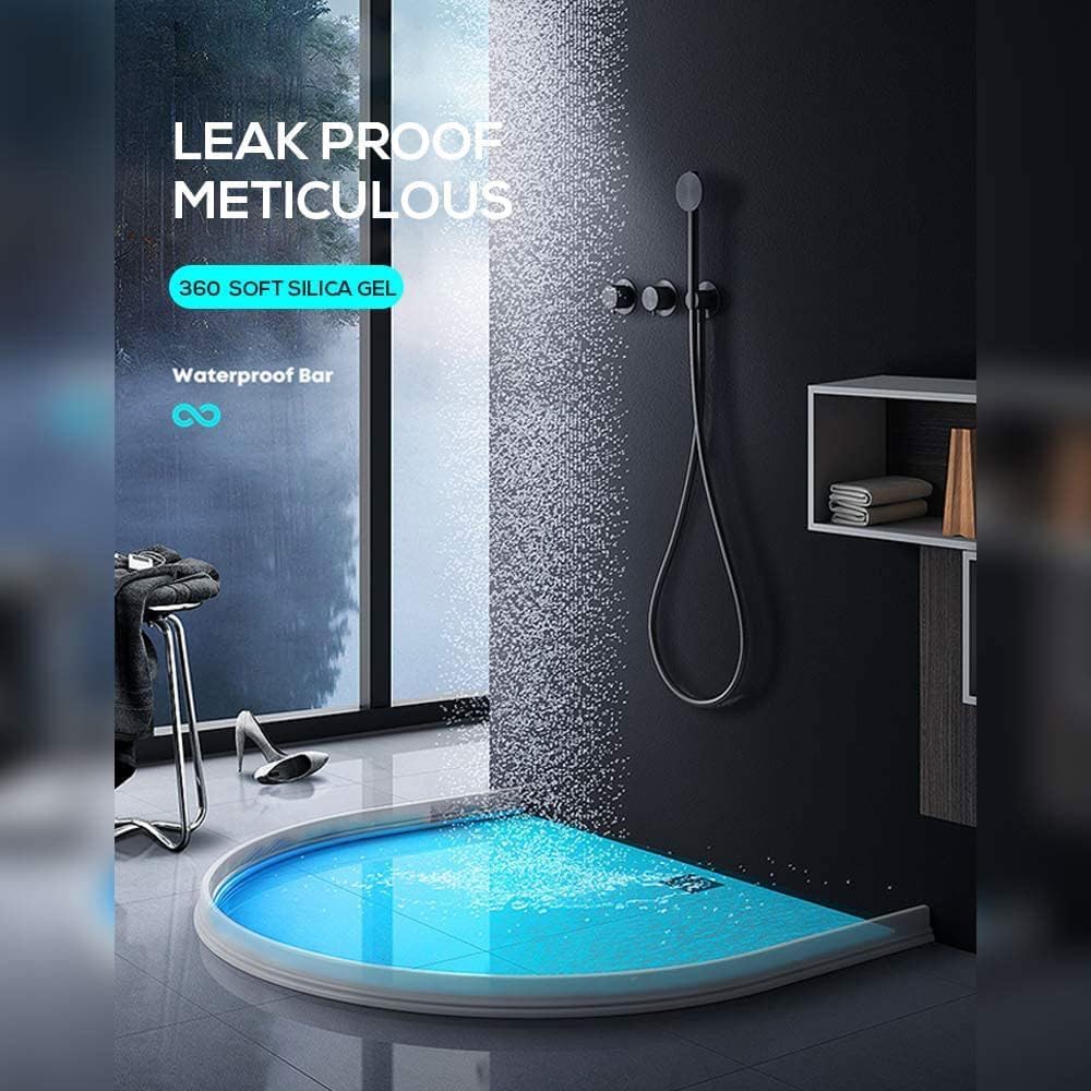 3ft/5ft/6ft/8ft10ft Collapsible Shower Threshold Water Dam Water Barrier for Shower and Water Stopper Keeps Water Inside Water Threshold for Wet and Dry Separation (3ft, Clear)