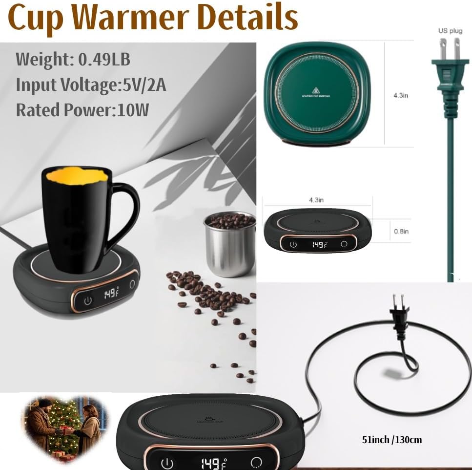 Coffee Mug Warmer, Cup Warmer with Auto Shut Off, Fast Bottle Warmers for All Bottles，3 Temp Settings, Multifunctional Bottle Warmer for Coffee, Beverage, Milk, Tea, Coffee Warmer Plate,Black