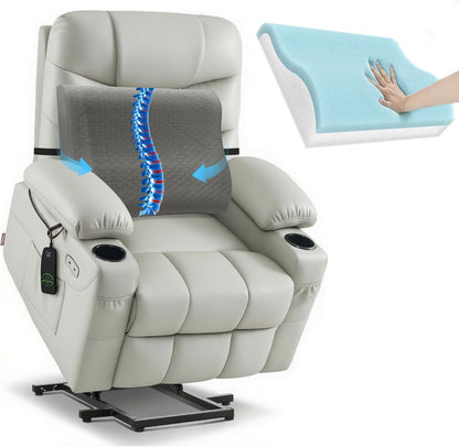 Lumbar Support Pillow for Recliner - Backrest for relieving lower back pain | Couch Cushion with Gel Memory Foam & High-density Foam, for Sofa, Accent Chair & Armchair, adjustable straps & washable cover