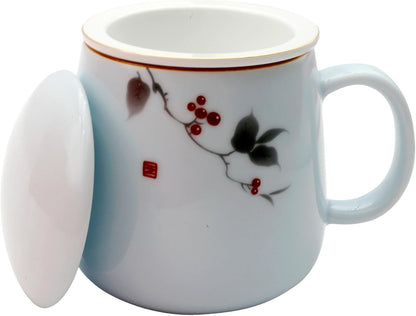 ZooBoo Porcelain Tea Mug With Infuser Lid 12oz Loose Leaf Tea Cup | Gift Box Packaging Makes This Tea Cup An Ideal Choice For Tea Lovers, Home, Office Use