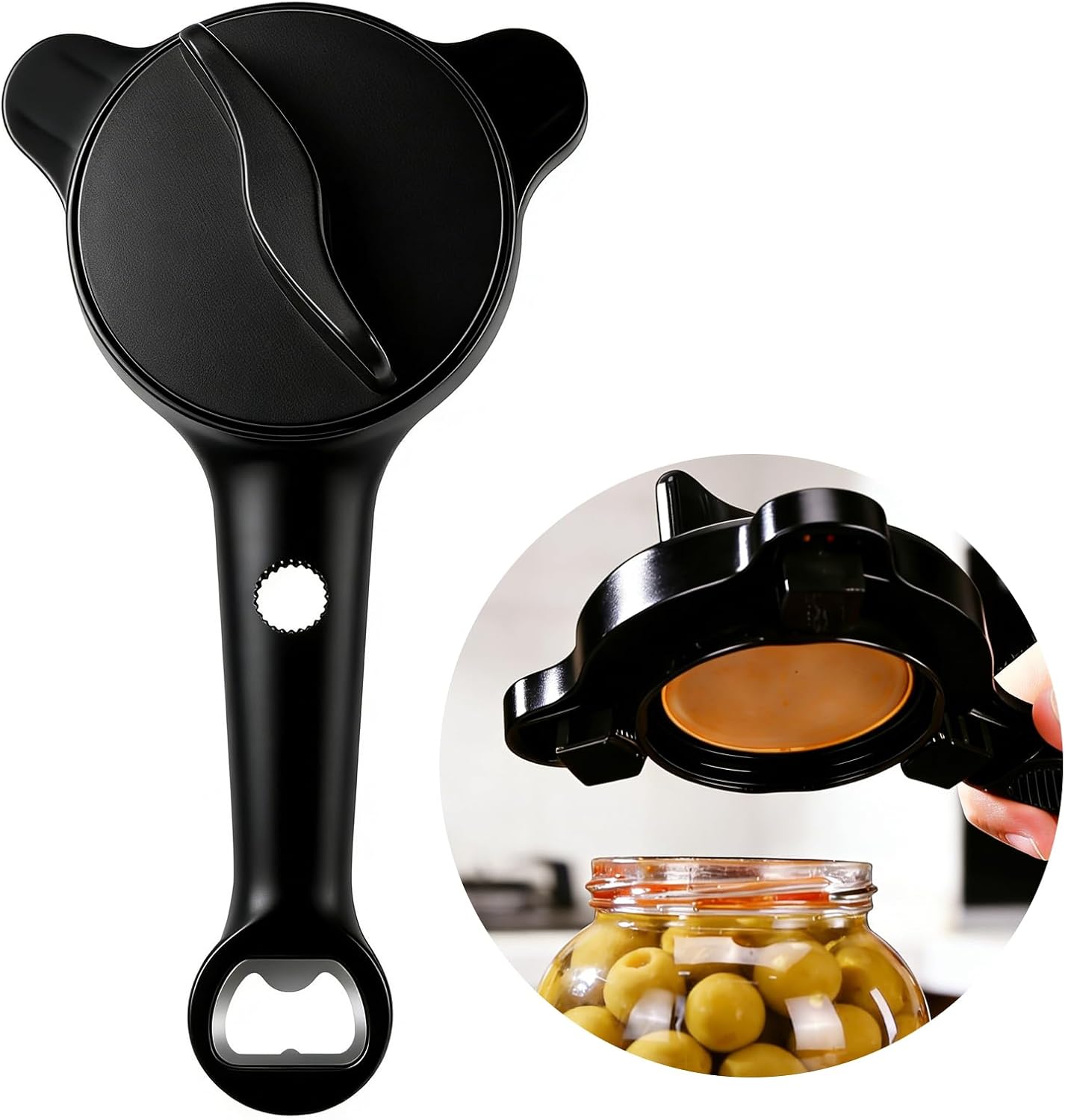 4-in-1 Heavy Duty Jar Opener for Seniors and Weak Hands – Ergonomic Manual Bottle Opener for Small to Large Lids – Multifunction Kitchen Tool for Arthritic Hands, Beer, Sauces & Canned Goods