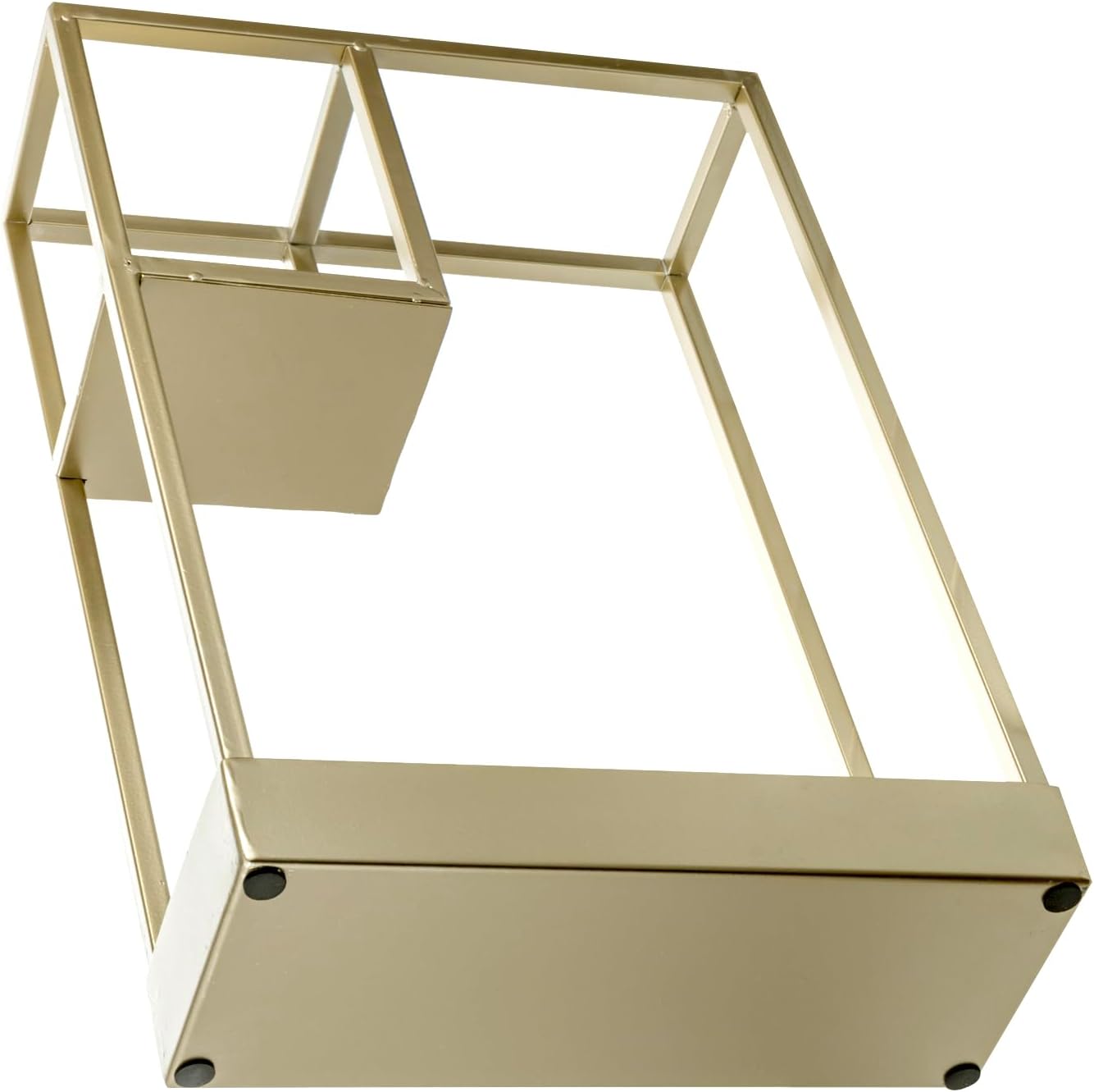 MyGift 20 Inch Brass Tone Metal Umbrella Stand with Drip Tray | Freestanding Rain Gear Storage - Long Short Umbrellas Canes Walking Sticks Entryway Lobby Office Floor Standing Drip Catcher