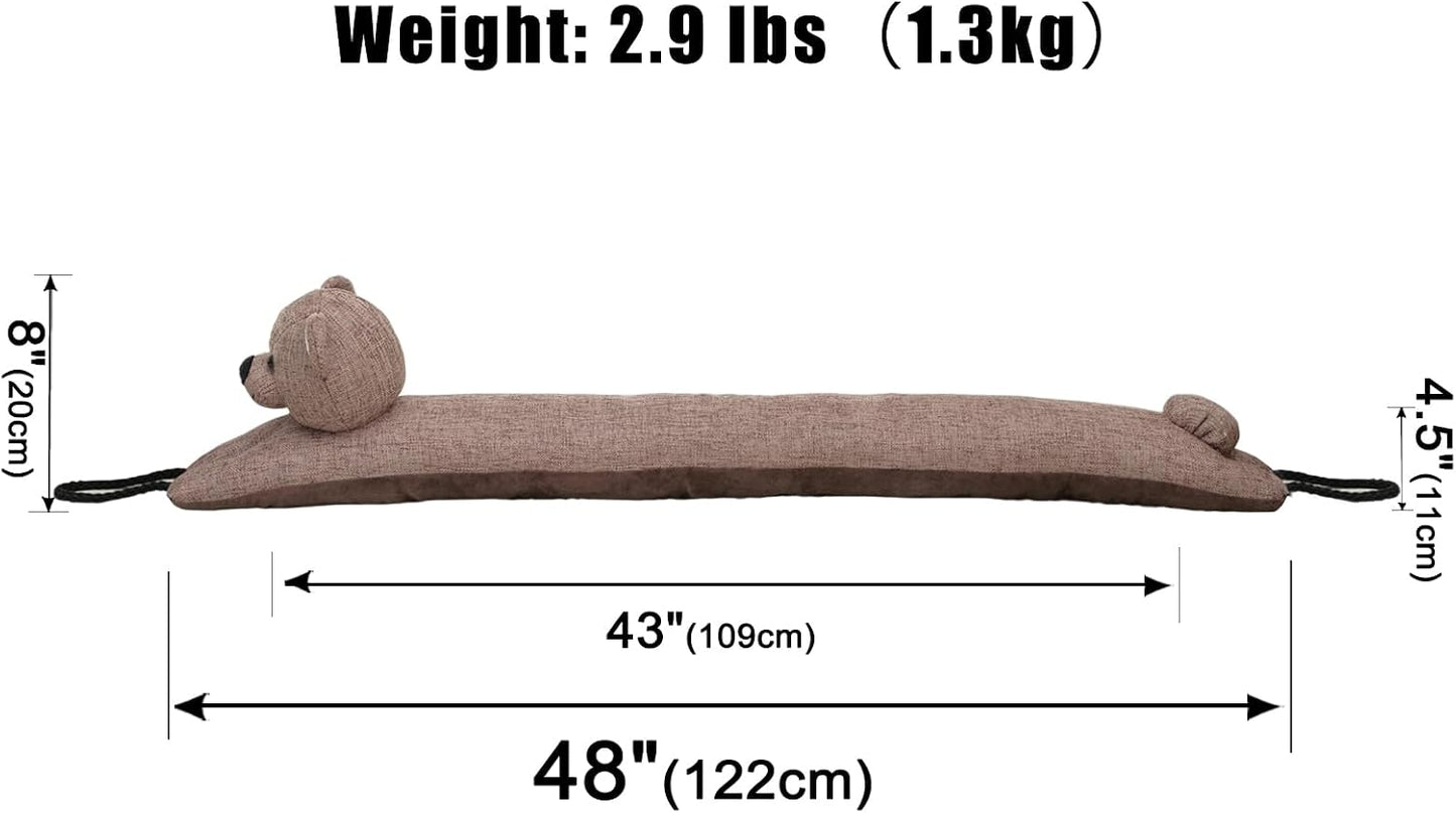 Under Door Draft Stopper Decorative Wind Stopper 36 inch for Door & Window, Weighted Animal Air Draft Stopper for Bottom of Door with Hanging Loops - Brown Dog