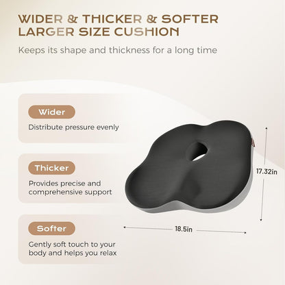 Coverado Lumbar Support Pillow and Seat Cushions for Office Chairs, Memory Foam Orthopedic Coccyx Cushion for Tailbone Pain Cushion Pillow & Back Pain Pressure Relief Seat Cushion Coffee&Beige