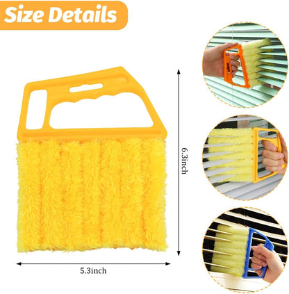 3PCS 6.3 Inch 7-Finger Microfiber Vent Cleaning Brushes, Orange | PP handles, detachable washable cloths, reusable design, reaches narrow grille gaps, automotive cleaning tools