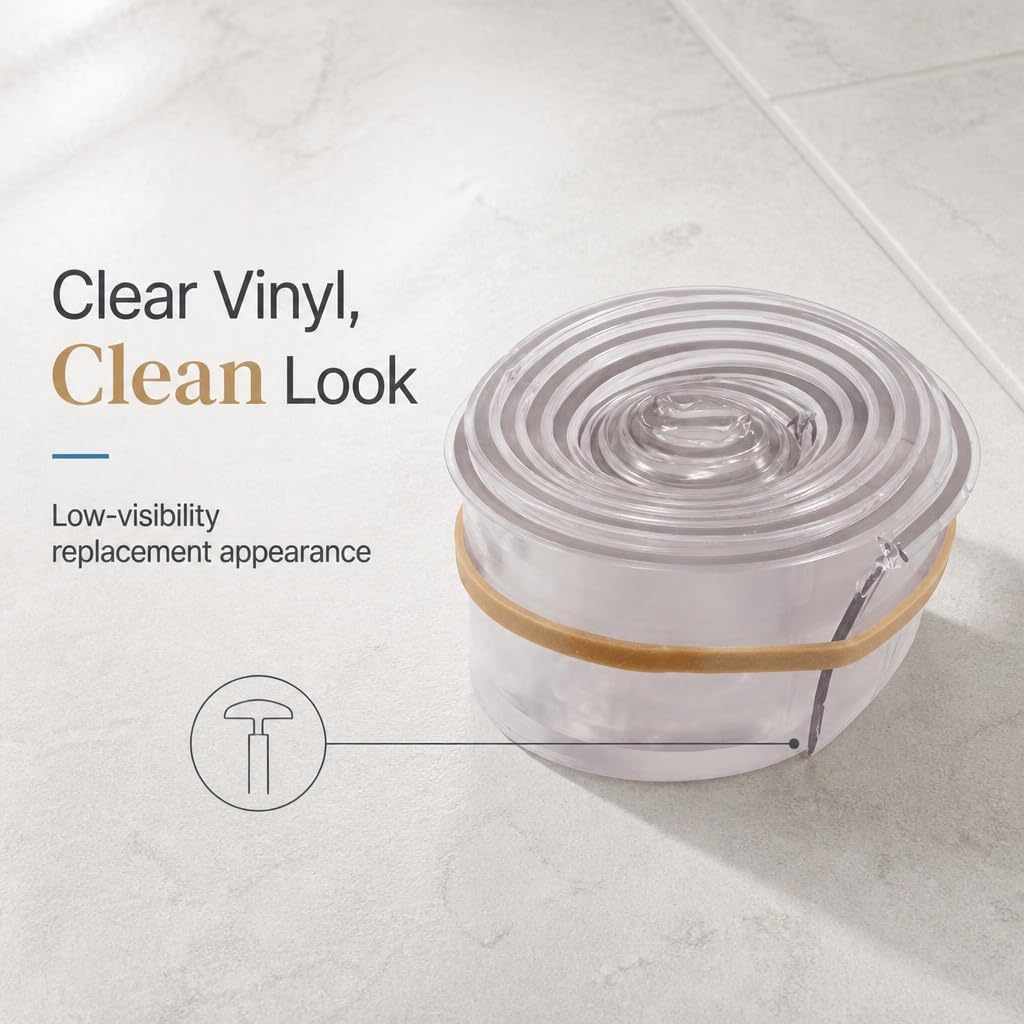 Prime-Line M 6211 Shower Door Bottom Sweep, 36 In. x 1 In. Strip, Vinyl Construction, Clear, 5/32 In. Tee Insert Shape (Single Pack) | Clear, Single Pack