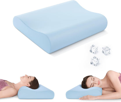 Contour Memory Foam Cervical Pillow for Neck Pain Relief, White | Orthopedic neck support | Standard size | side/back/stomach sleep | cervical alignment | two height choices | washable cover