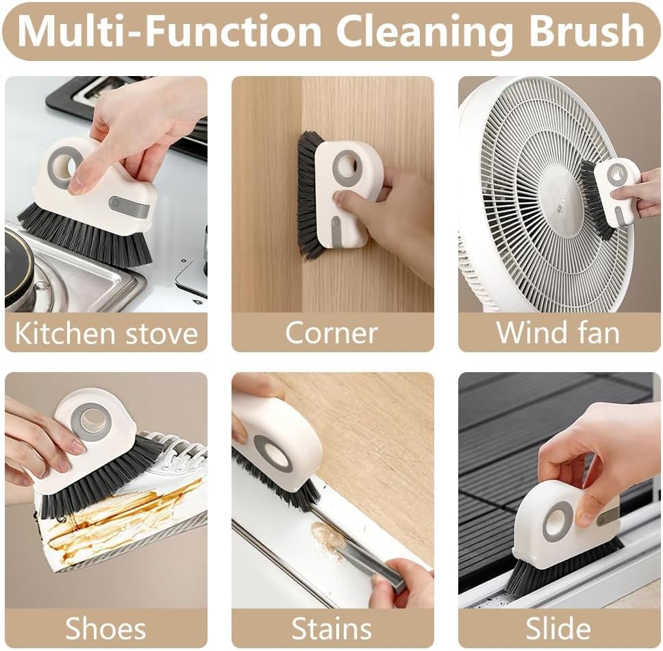 RUIGENG2-in-1 Window Groove Cleaning Brush, | Window Sill Track Cleaner Tool, Cleaning Brush for Sliding Door, Shower Door Sills and Household Narrow Gaps, 2 Pack Gray