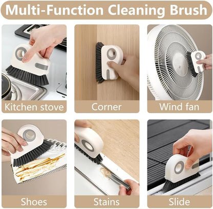 RUIGENG2-in-1 Window Groove Cleaning Brush, | Window Sill Track Cleaner Tool, Cleaning Brush for Sliding Door, Shower Door Sills and Household Narrow Gaps, 2 Pack Gray