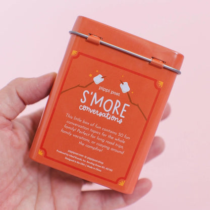 Pippi Post S'More Nature Conversation Cards with Tin, 50 Outdoor Prompts | 50 Conversation Starter Cards, Decorative Storage Tin, Ice Breaker Game