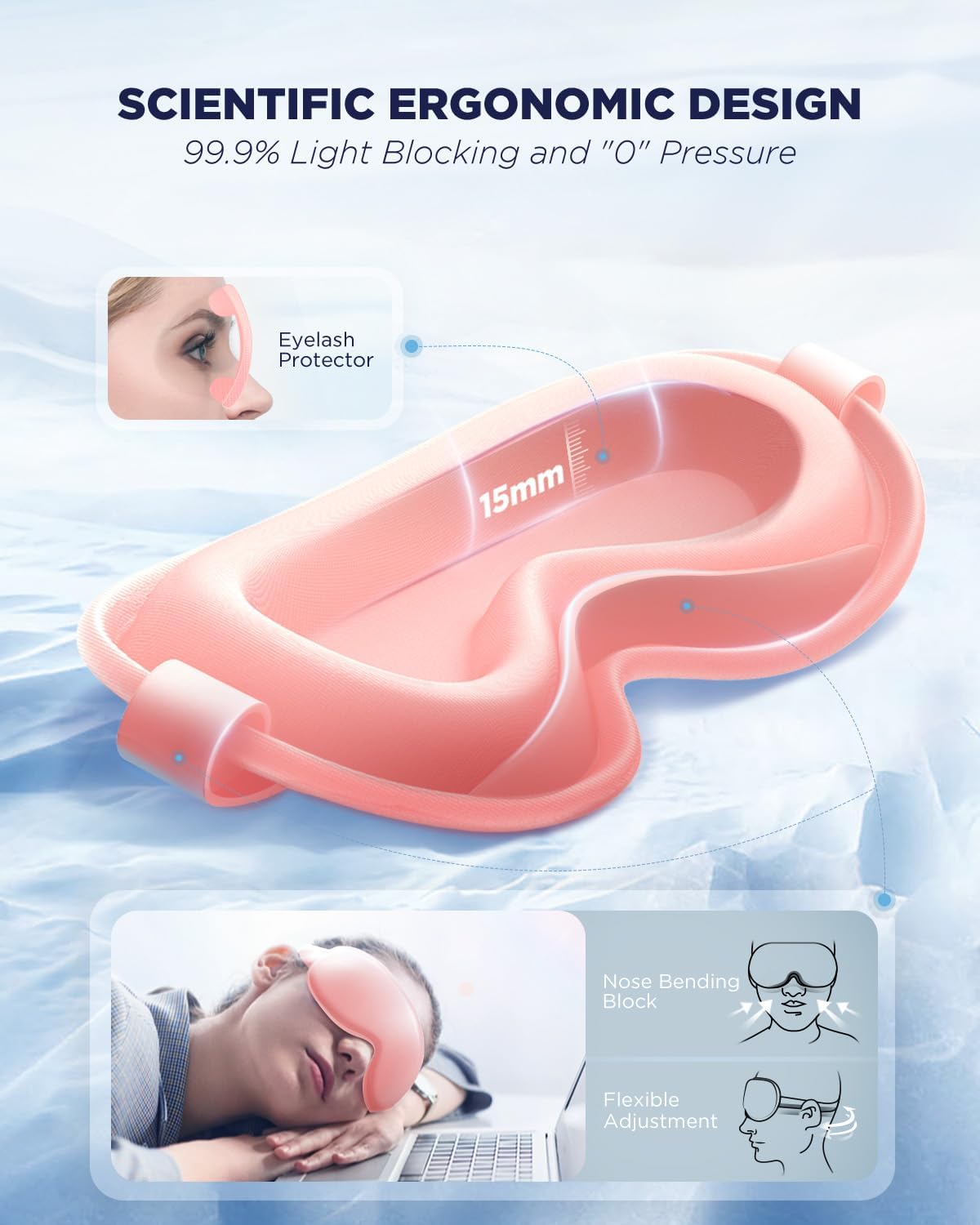 3D Cooling Gel Eye Mask - Reusable Cold Sleep Mask, Eyes Ice Pack with Hot & Cold Compress Therapy for Puffiness, Dark Circles, Dry Eyes, Headaches and Stress Relief (Black,1 Pack)